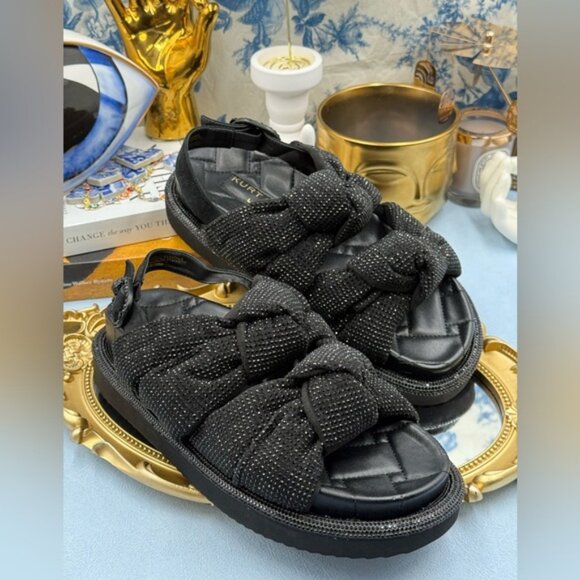 🆕 KURT GEIGER LONDON 🧿 NWOB Orson Knot Crystal Bejewelled Sandal, Black - Sz 7 - Picture 6 of 14